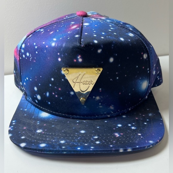 Hater SnapBack Co. Galaxy Front Logo Emblem Y2K Planet Graffiti SnapBack Hat - Picture 1 of 7